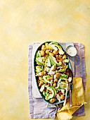 Crispy potato and chickpea Caesar Salad