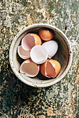 Brown and white egg shells