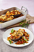 Mediterranean stuffed aubergines with tuna and capers
