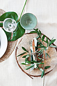 Summery place setting with Mediterranean greenery
