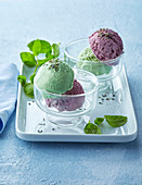 Mint and lavendel ice cream