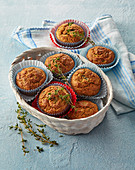 Zucchini muffins with dried tomatoes