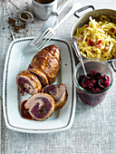 Pork roll with red sauerkraut