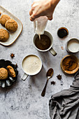 Gingerbread latte with gingersnap cookie