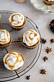 Chai cupcakes with caramel drizzle