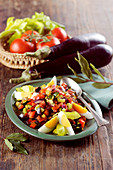 Spanish style Mediterranean vegetables with boiled eggs