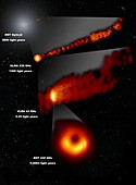 M87 galaxy black hole and jet, composite image