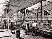 Spinning factory, 19th century illustration