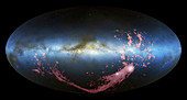Magellanic stream, radio and visible light image