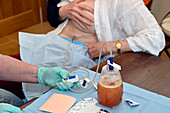 Draining of excess fluid from the chest