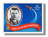 Soviet postcard commemorating Yuri Gagarin