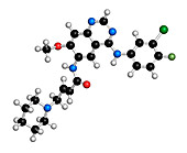 Dacomitinib cancer drug molecule , illustration