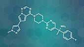 Avapritinib cancer drug molecule, illustration