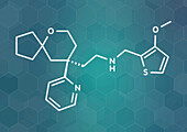 Oliceridine painkiller drug molecule, illustration