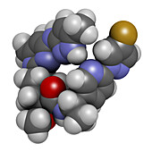 Pralsetinib cancer drug molecule, illustration