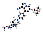 Selpercatinib cancer drug molecule, illustration