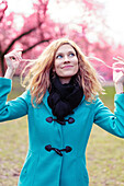 Happy woman in park