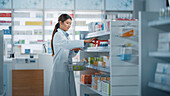 Pharmacist doing inventory