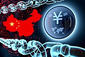 Yuan DCEP digital currency, conceptual illustration
