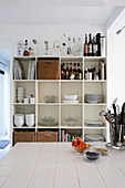 Crockery shelves in kitchen
