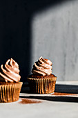 Cupcakes with mocha cream topping