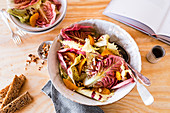 Autumn radicchio salad with orange fillets and almonds