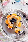 Flower-shaped summer fruit cake