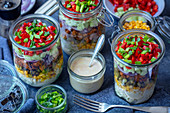 Layered gyros salad with veggies