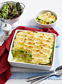 Fish pie with mashed dill peas