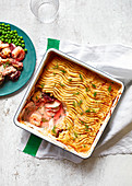 Fish, beetroot and herb pie