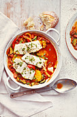 Spanish-style hake with bell pepper and oranges