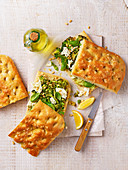 Broccoli and mozzarella focaccia