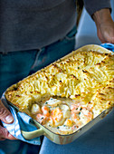 Fish pie with cod, smoked haddock and prawns