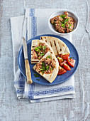 Pita bread with black beans dip