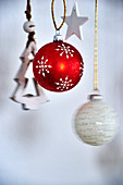 Christmas decorations in red and white