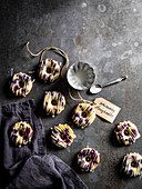 Baked blueberry doughnuts with lemon glaze