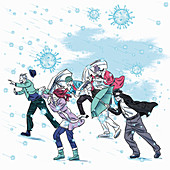 Coronavirus pandemic during winter, conceptual illustration