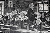 School in Lausitz, Germany, 19th century illustration