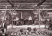 Aluminium alloy workshop, 19th century illustration