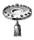 Clamp collar torture instrument, 19th century illustration