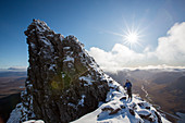 Mountaineer on Munro An Teallach, Scotland, UK