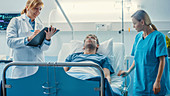 Patient lying on a hospital bed