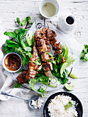 Pork satay skewers with easy coconut rice
