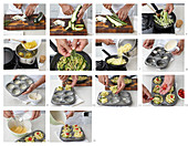 Baked tagliatelle cupcakes, step by step