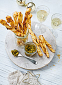 Grissini (breadsticks) with pesto for Christmas