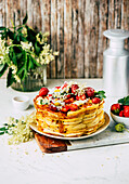 Strawberry and elderflower waffles