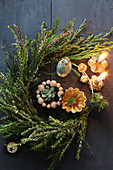DIY Advent wreath with real succulents and branches