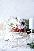Chocolate Christmas Cake with Paintings on the sides made with white food coloring