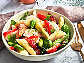 Asparagus and strawberry chopped salad with basil