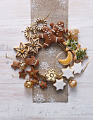 Wreath from different Christmas cookies